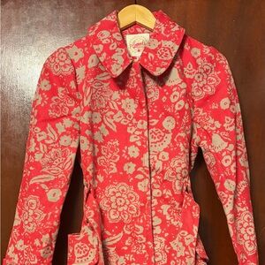 Plenty by Tracy Reese Red Floral Trench Coat